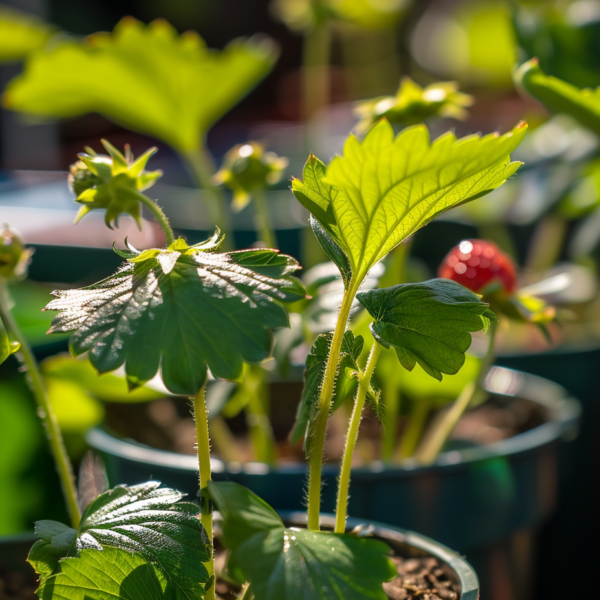 Pousse de fraisier mignonnette des bois